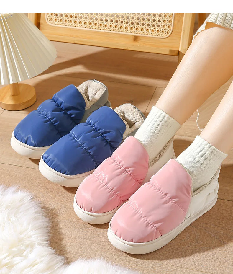 Women's Winter Warm Flat Slippers With Soft Fluffy Cosy Cotton Thick Bottom and Non-Slip Sole Suitable For Home and Outdoor Use Ladies Shoes