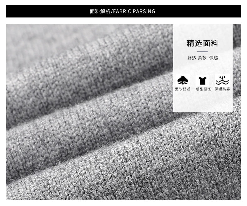 Men's High Quality Fashion Brand, Woollen Knit Pullover V-Neck Sweater, Autumn and Winter Casual Male Jumper