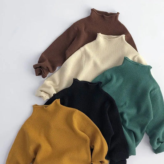 Kids Sweaters Half Turtleneck Girls Base Sweaters 5 Colours Girls Boys Knit Pullover 1-6Y Unisex