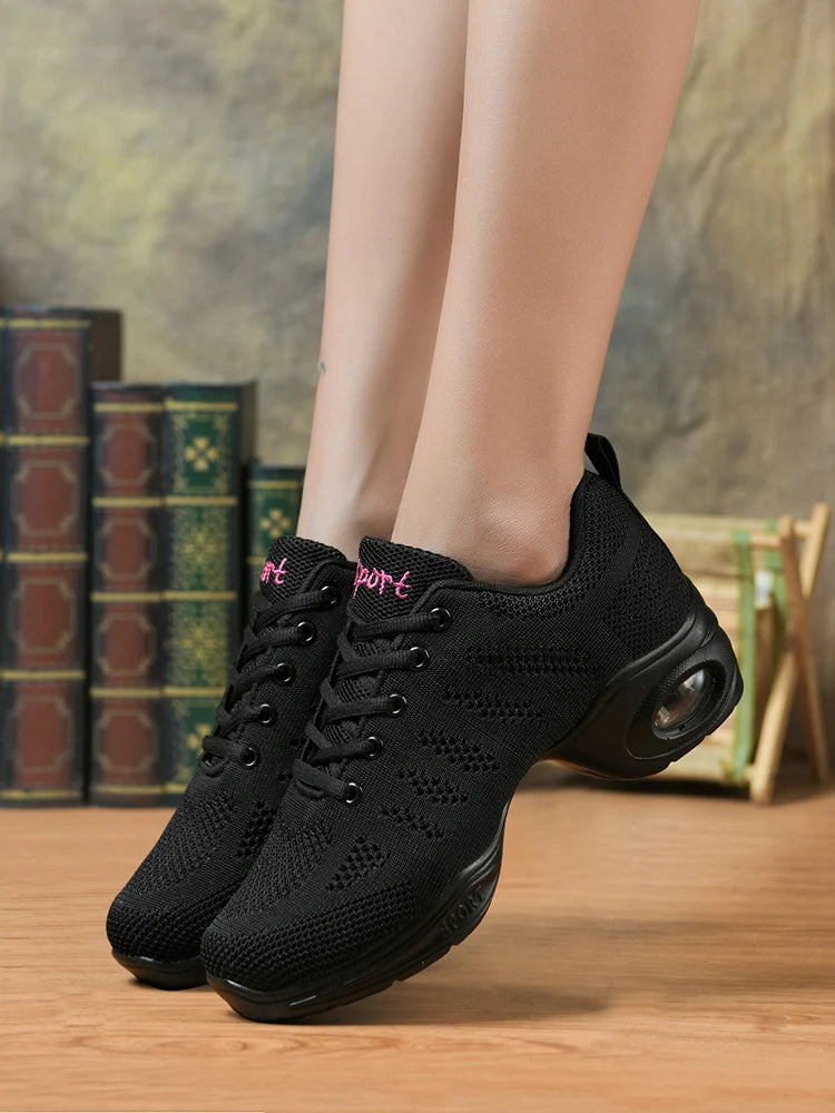 Women's Jazz Ballroom Comfortable  Dance Shoes PU Soft Outsole Breathable Modern Tango Dance Sneakers Lightweight Stylish