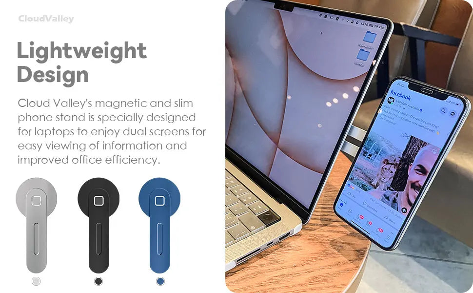 Magnetic Laptop Phone Holder Computer Monitor Side Cell Phone Slim& Foldable For iPhone 14/13/12 Series Case and All Phone