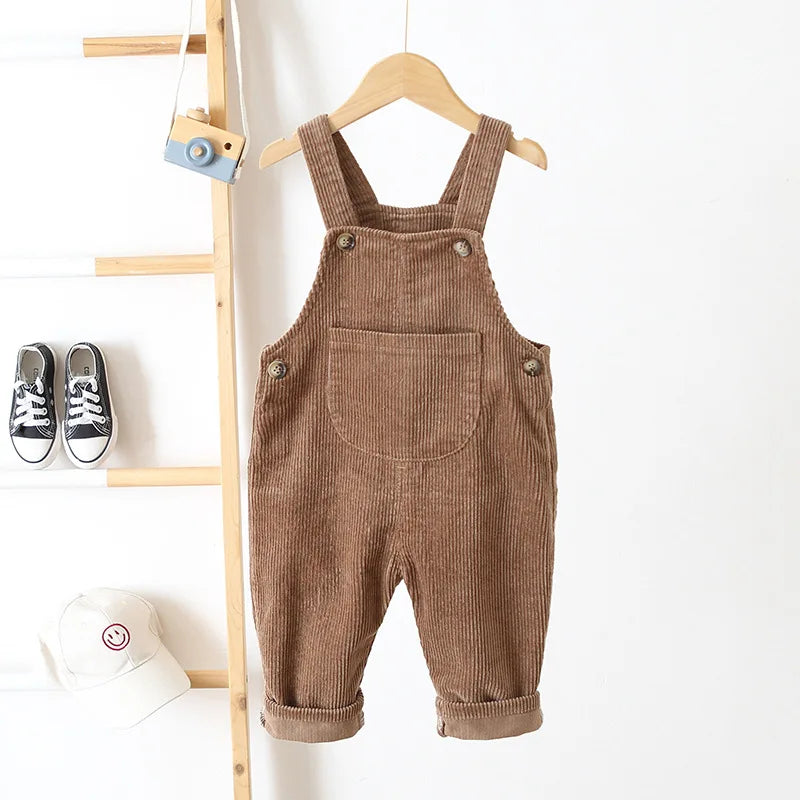Baby Overalls Corduroy Jumpsuits Front Pocket Boys Girls Pants Kids Clothes For Children 0-3Y Unisex