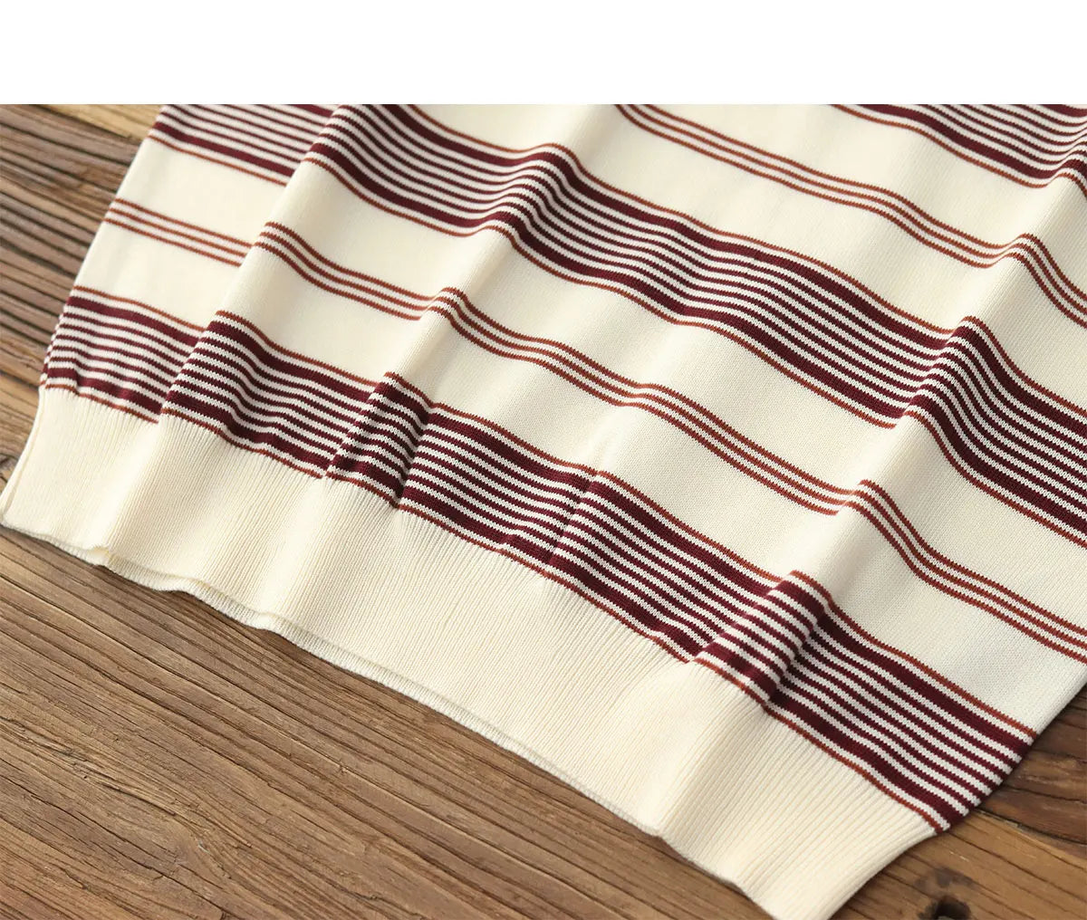 2025 Zomer Nieuwe Amerikaanse Retro 280G Korte Mouw O-hals Gebreid Gestreept T-shirt Heren Eenvoudig 100% Katoen Gewassen Casual Slim Tops