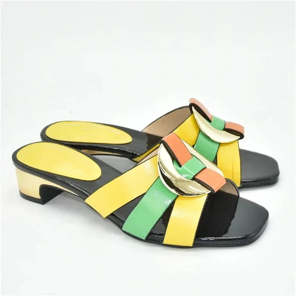 Elegant Women Shoes for Party Wedding Open Toe Pumps Ladies Dress Shoes Decorated with Rhinestone Floral Print African Pumps