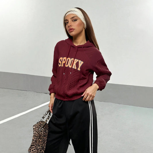 Women's Sweatshirts Autumn Winter Korean Daily Letter Long Sleeve Hoodie Casual Sweatshirts