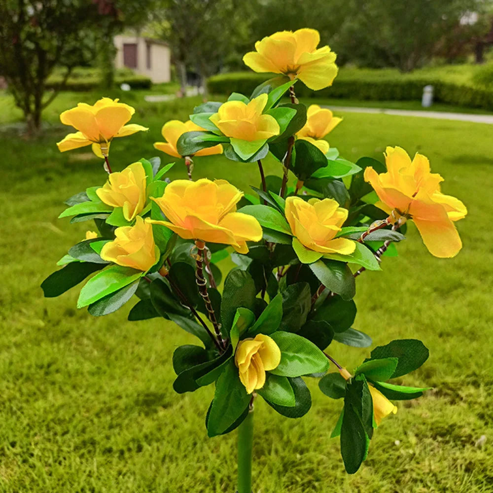 LED Solar Light Azalea Flowers Garden Lamp Home Decorative Light Landscape Orchid Rose LampYard Lawn Path Holiday Wedding Lights