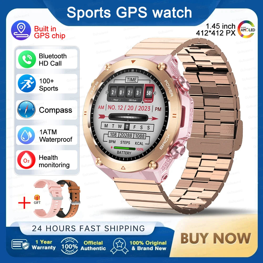 GPS Smart Watch Men Women Call Outdoor Sports Fitness Tracking Waterproof Watch Compass Heartrate Health Monitor Smartwatches