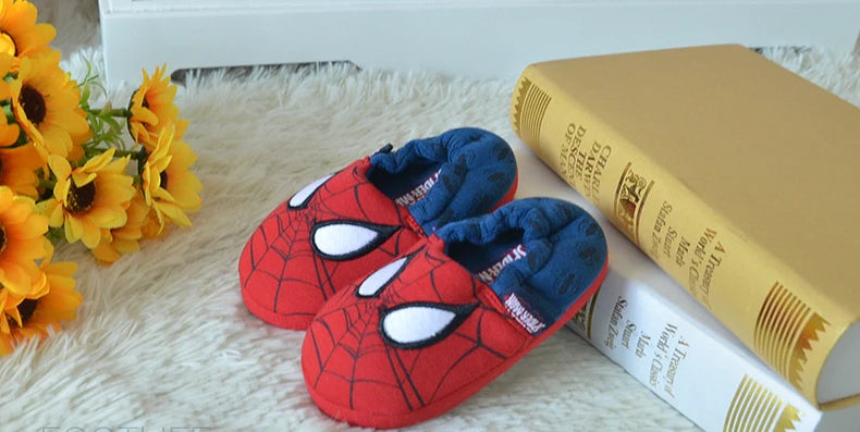 Unisex Adult & Children Indoor Home Slippers Heel Cotton Anti-Skid Floor Children's Shoes Breathable Cartoon Red Slippers Size 26-46