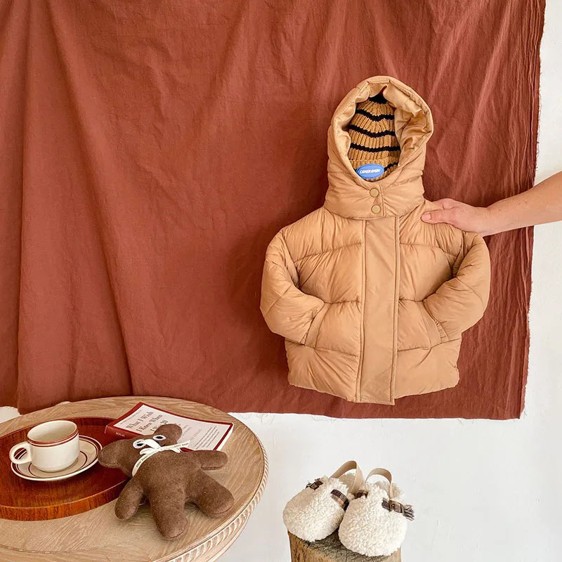 Winter Kids Parkas Korean Style Girls Boys Fur Coat Hoodie Boys Thicken Outerwear 7T Unisex