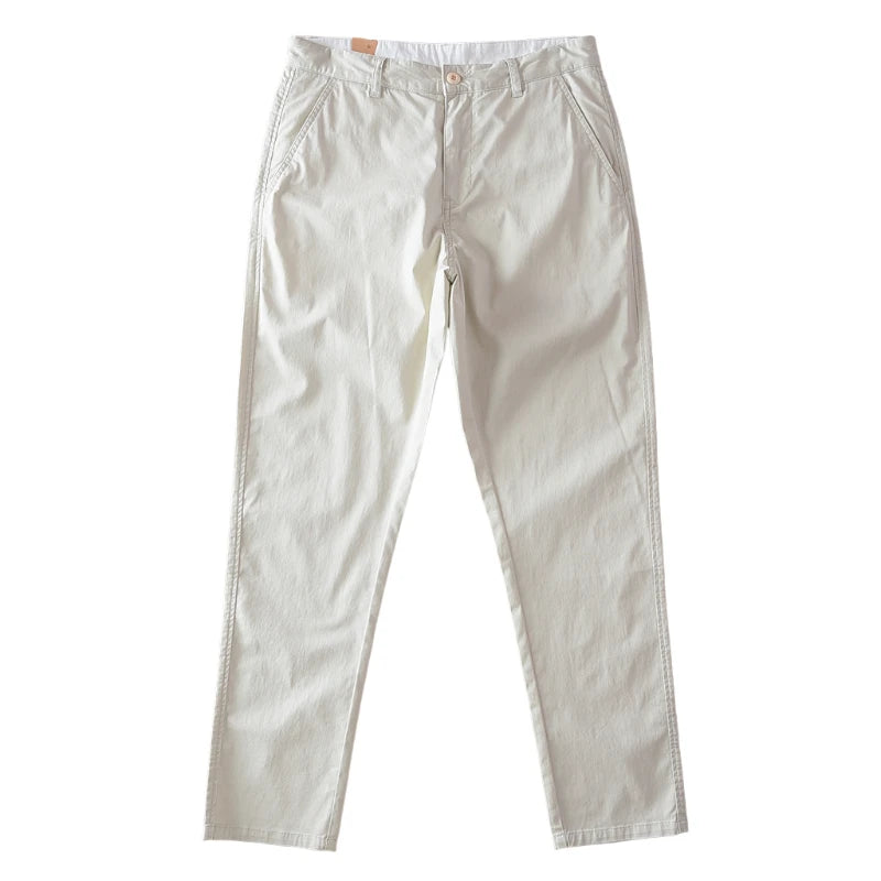 2025 Zomer Nieuwe Amerikaanse Retro Dunne Micro-Elastische Casual Broek Heren Eenvoudige 97% Katoenen Slim CHINO Business Rechte Broek