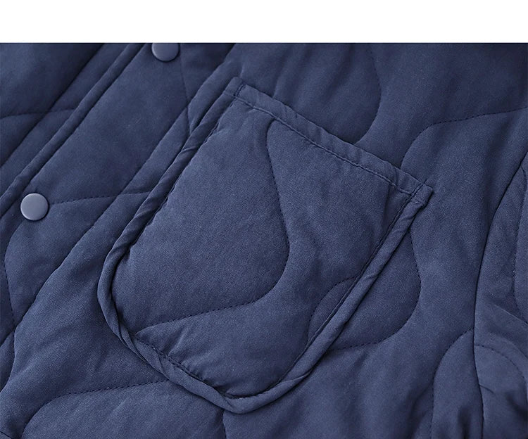 Winter New American Retro Langarm Revers Baumwolle gepolsterte Cargojacke Herren Einfacher dicker Innenliner Lässiger Mantel mit mehreren Taschen