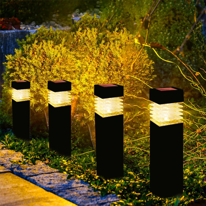 Square LED Solar Ground Lawn Lantern Outdoor Waterproof Garden Pathway Decorative Lights for Courtyard Lawn Patio Balcony