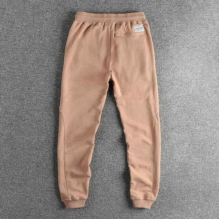 Herfst Nieuwe Amerikaanse Retro Badstof Effen Kleur Joggingbroek Heren Eenvoudige Gewassen Trekkoord Casual Sport Jeugd Enkelband Broek