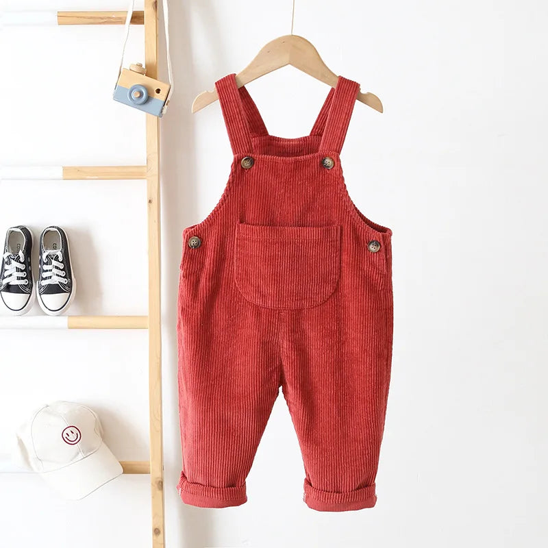 Baby Overalls Corduroy Jumpsuits Front Pocket Boys Girls Pants Kids Clothes For Children 0-3Y Unisex