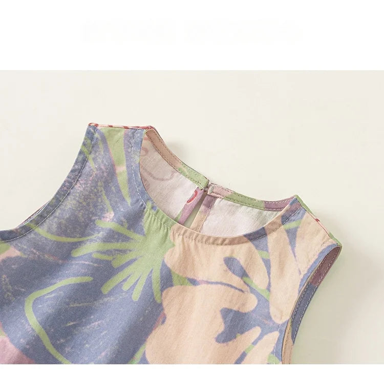 New Summer Girls Printing Dress Kids Cute Sleeveless Multi-Colour Dress Children Loose Thin Clothes 1-7T Girls