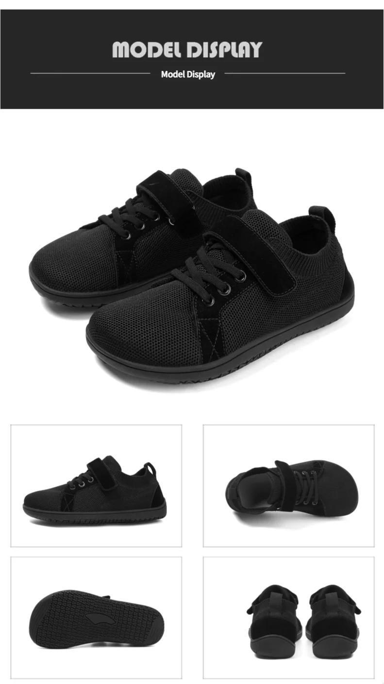 Wide Toe Barefoot Sneakers for Boys & Girls - Lightweight Non-Slip Kids Walking Skate Shoes Comfortable Breathable Soft Material