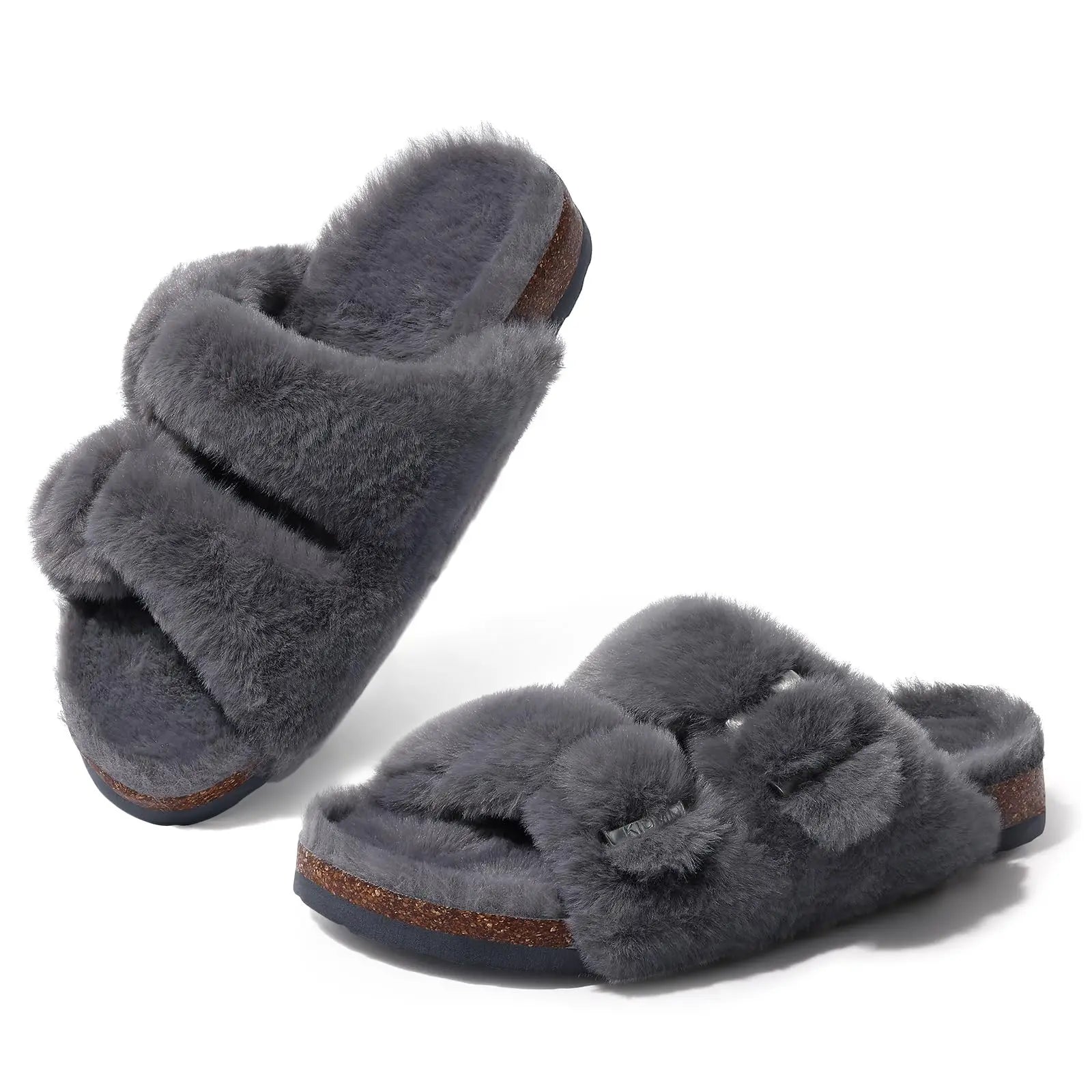 Women's Winter Warm Leisure Slippers Non-Slip Outdoor Slides Cork Insole Cosy Slip-On With Arch Support Suitable As Ladies' Sandals