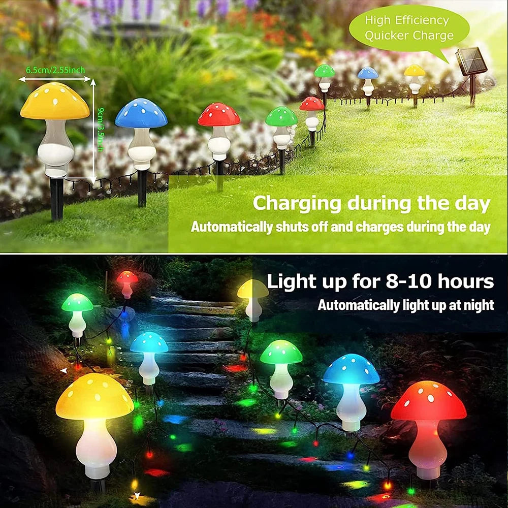 Upgraded Outdoor Solar Garden Lights, Solar Mushroom Lights Outdoor 8Modes Waterproof Solar Powered Landscape Light Cute Fairy