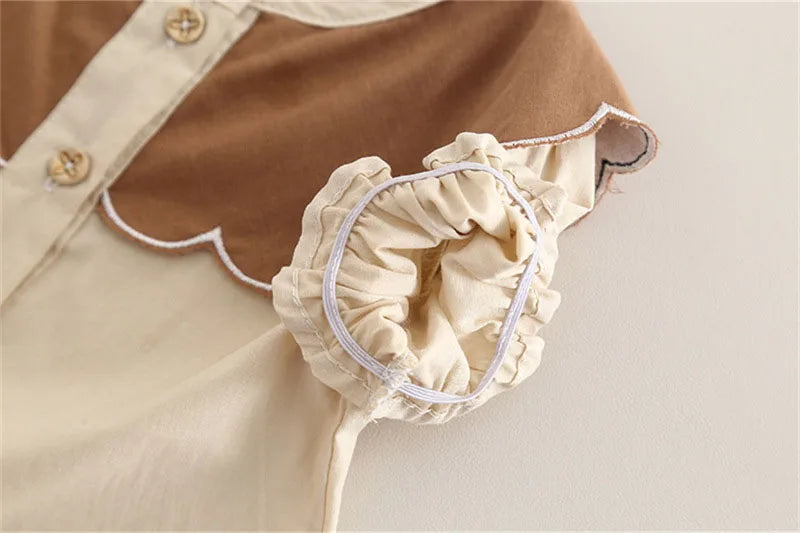 New Summer Kids Clothes 2PCS Set Cute Doll Collar Girls Shirt + Flower Pants Children Thin Style Outwear 12M-5T Girls