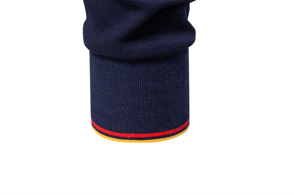 2025 Men's Henley Polo Shirt Cotton Solid Colour Long Sleeve Designer Polo for Male Social Luxury Touch