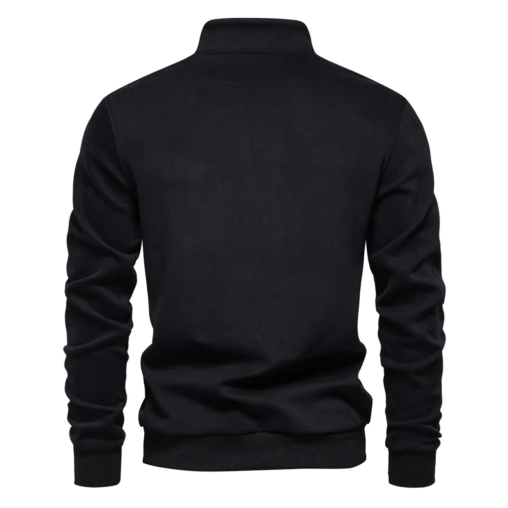 Men's Mock Neck Quarter-Zip Sweatshirts Causal Social Pocket Light-Weight Stand Collar Pullover Sweatshirt for Men
