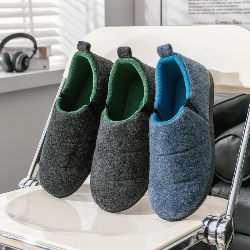 Men's Winter Plush Slippers Warm Fuzzy Soft Bottom Slides Comfortable Bedroom Shoes Indoor Male Anti-Slips Slippers
