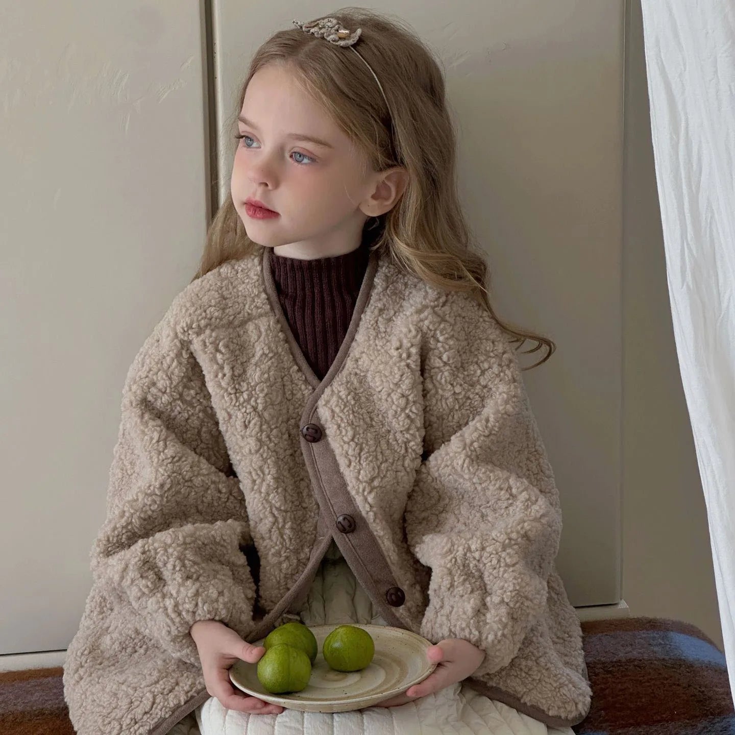 Children's Fleece Coat Spring Autumn Korean Style Female Loose Coat Kid's Thick Casual Outwear Girls Clothing 2-7Y Girls