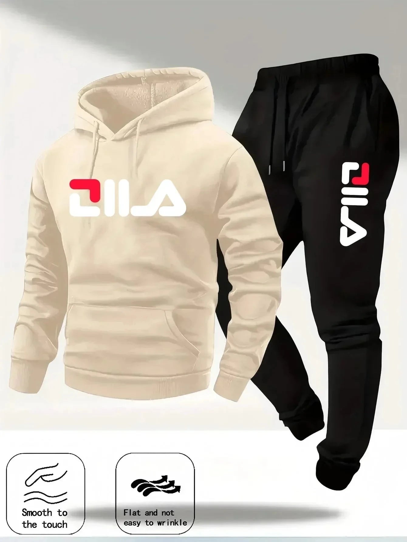 Men’s Casual Hoodie and Sweatpants Tracksuit Set – Comfortable Unisex 2-Piece Jogging Suit for Spring & Autumn