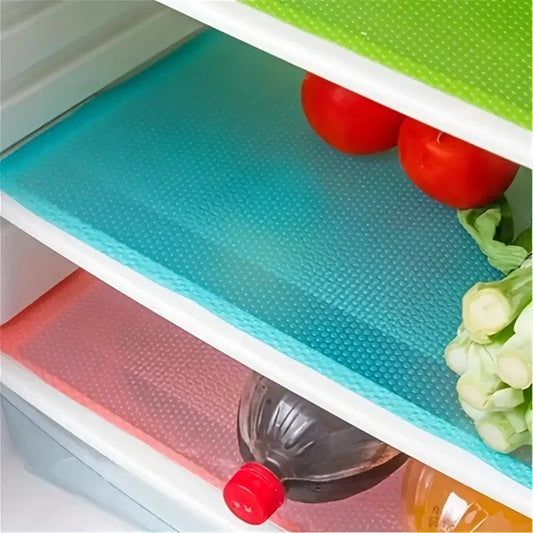 4 STÜCKE EVA Wasserdichte Kühlschrank-Einlagematte Waschbar Mehltau Küchenunterlage Anti-Öl Schrank Schublade Tischset Wärmeisolierende Kühlschrankmatte