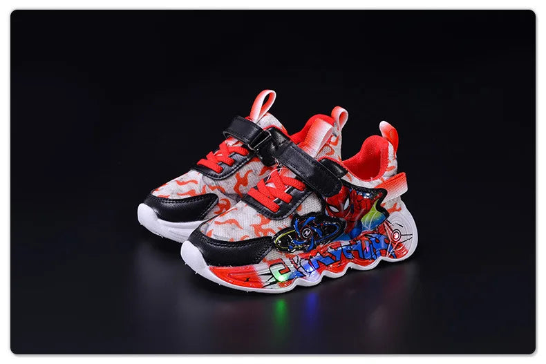 Disney Spider-Man Boys LED Light Up Sneakers  Red/Blue Kids Anti-Slip Outdoor Shoes Spring All-Day Comfort Size 21-31