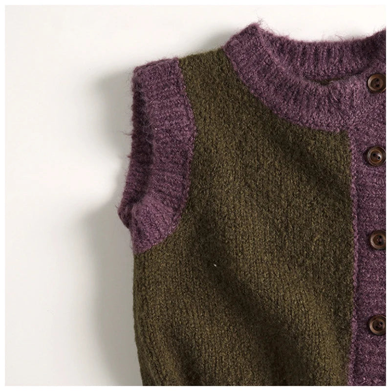 Parent Child Style Knit Vest Autumn Girls Boys Cardigan Waistcoat Boys Loose Knitwear Family Clothing 1-6Y Unisex