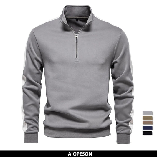 Men's Patchwork Quarter Zip Cotton-Blend Sweatshirts Lightweight Casual Sport Pullover Sweatshirt for Men