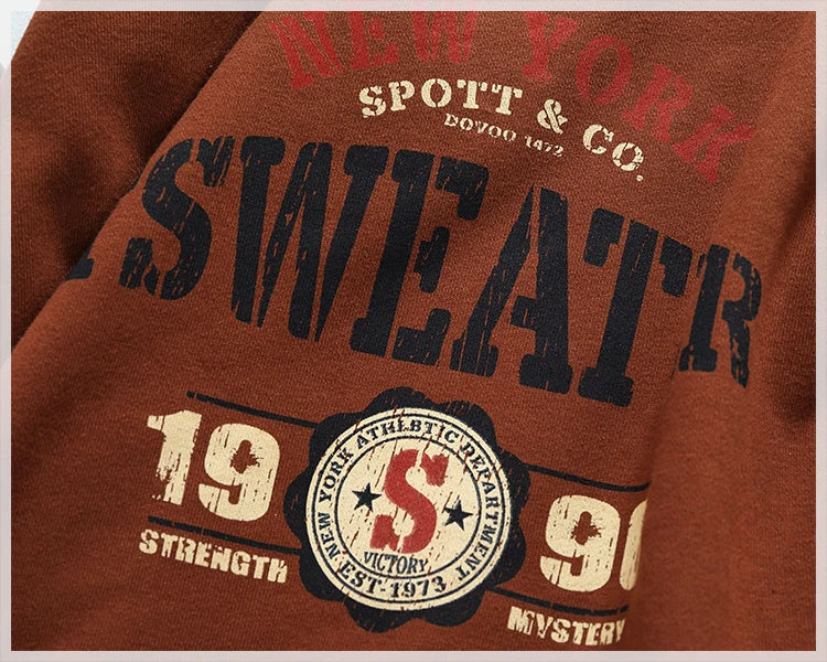 Autumn New American Retro Long Sleeve O-neck Letter Printed Sweatshirts Men's Fashion Washed Old Terry Pullover Casual Sportwear