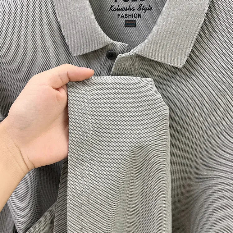 Men's Autumn 100% Breathable Cotton, Long-Sleeve Polo Shirt - Classic Cotton Collared T-Shirt With Business Casual Design