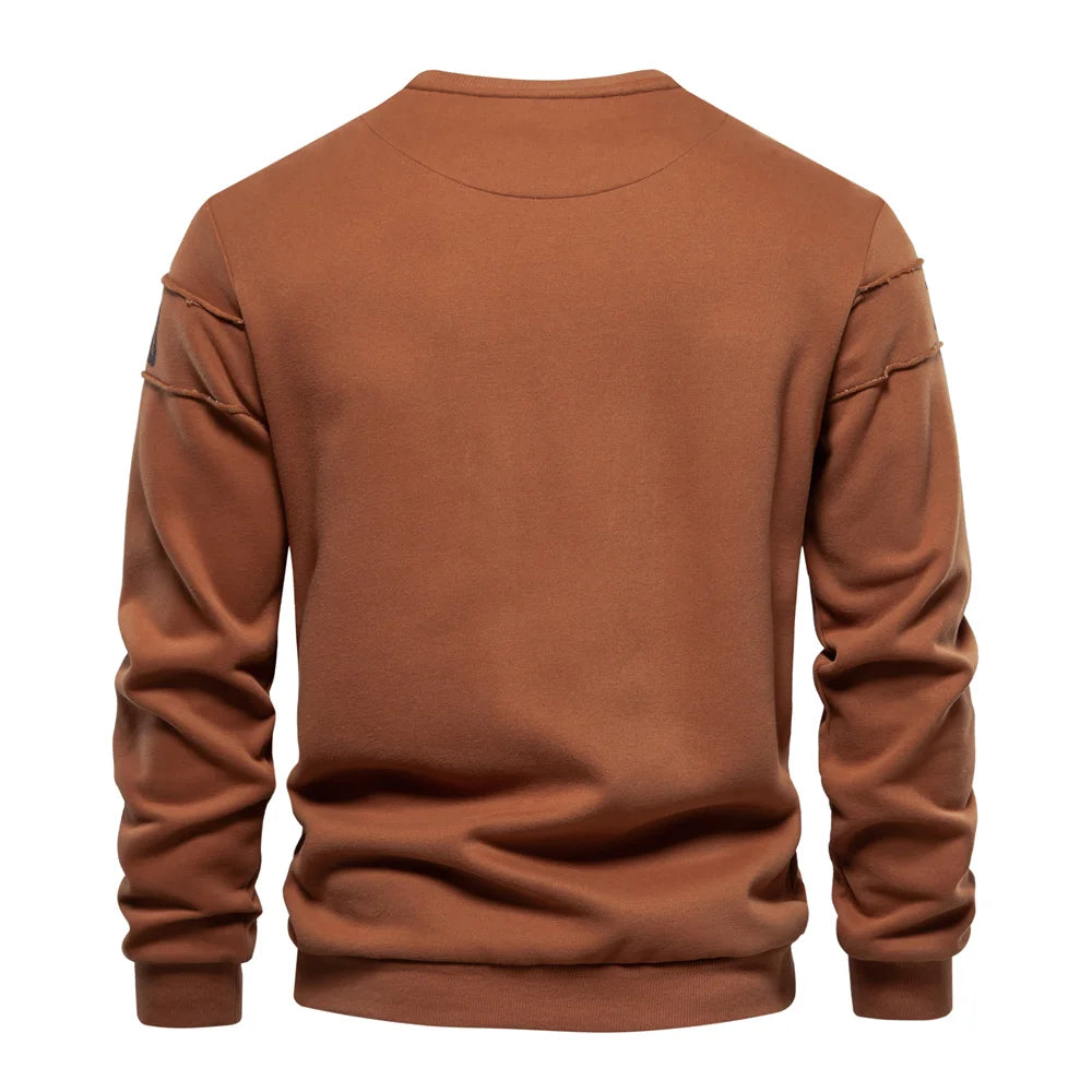 Men's Crew Neck Patchwork Printed Alphabet Sweatshirts Youth O-neck Sportswear Tops