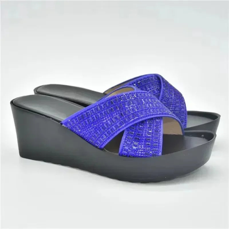 Patent Leather Rhinestone Wedding Shoes Bride Shoes for Women 2025 Designer Luxury Wedges Shoes for Women Platform Pumps