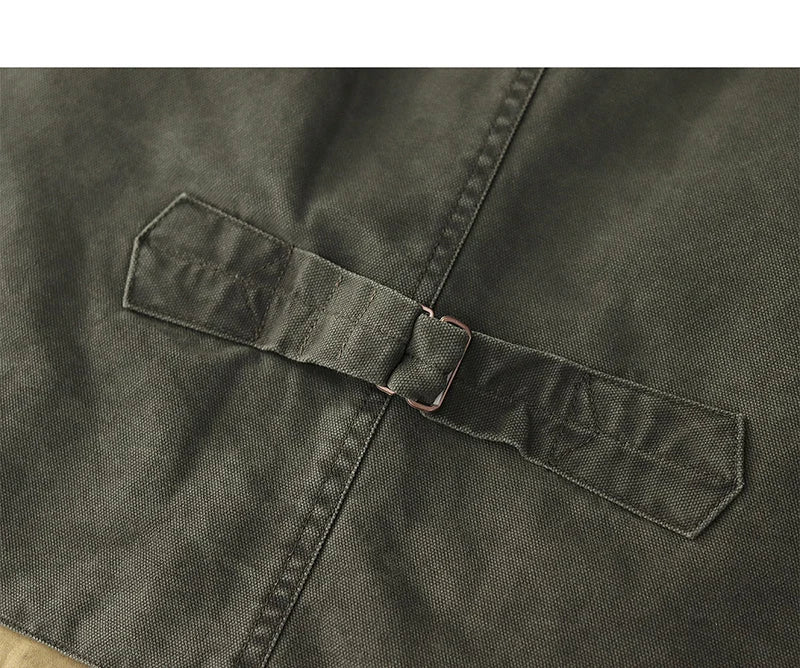 2024 Autumn New American Retro 12OZ Denim Cargo Vest Men's Simple 100% Cotton Washed Old Casual Multi-pocket Waistcoat Jacket