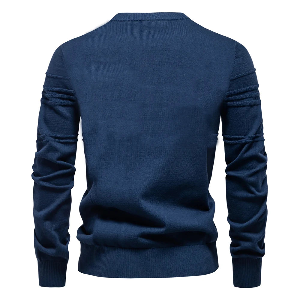 Men's Crewneck Pullover Sweater Knitted Cotton Stripped Quality Autumn Winter Warm Sweaters for Men