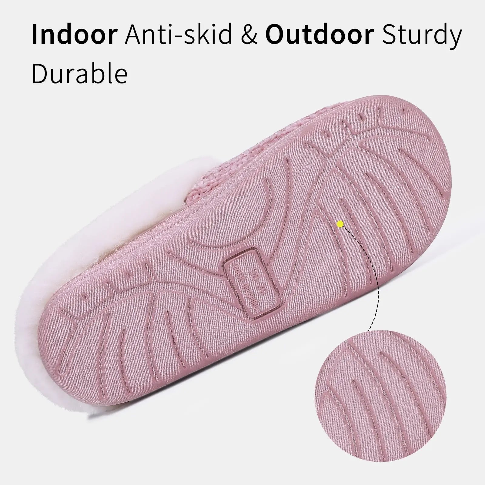 Women's Fleece Lined Warm House Cotton Slippers With Memory Foam and Non-Slip Cosy Fluffy Sole Plush Knit Slides Suitable For Bedroom Use