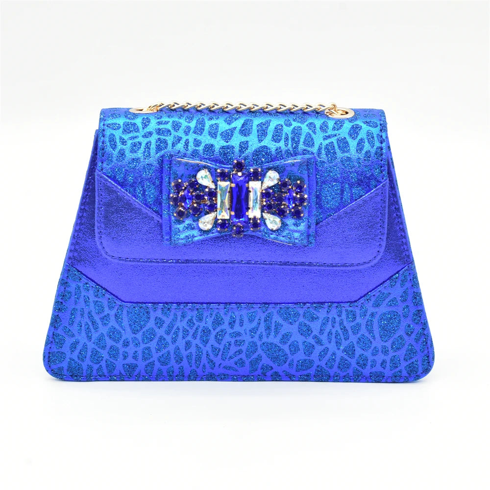 Luxury Italian Shoes and Bag Set for Women Wedding Bride Shoes Woman Nigeria Bag and Shoe Set Decorated with Rhinestone