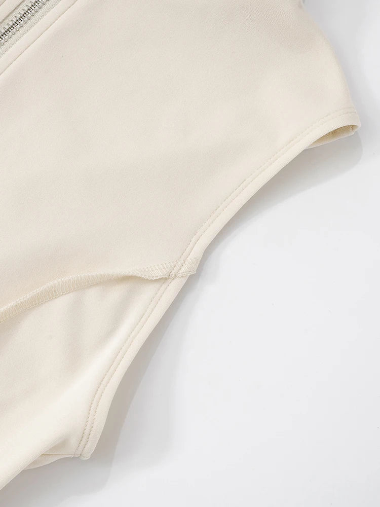 Lijnen Patchwork 2-delige set Dames Rits Cardigan Onregelmatige Crop Top + Skinny Peach Hip Shorts Eenvoudige Sportieve Straatkleding