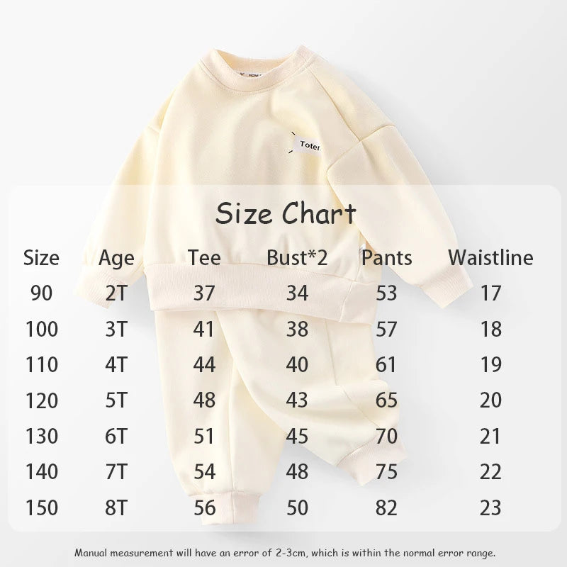 Kids Thicken Clothes Set Girls Cute Solid Colour Letters Sweatshirt + Pants Children Sports Suit Boys 2PCS Outwear 2-8T Unisex