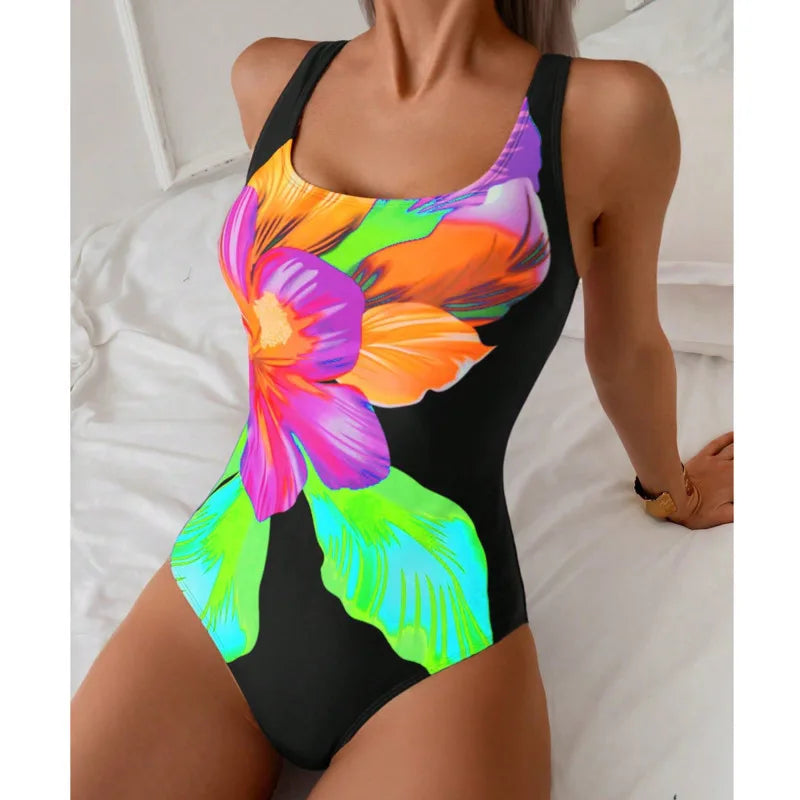 Women’s Printed One-Piece Swimsuit – Push-Up Slim Fit Swimwear for Beach, Pool & Summer Vacation