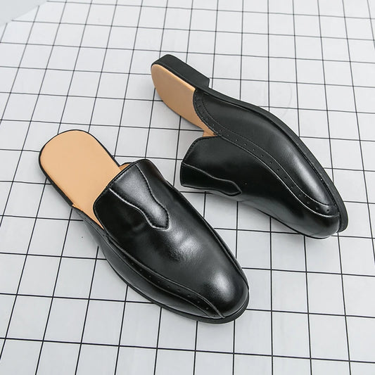Youth Designer Summer Half Drag Shoes Breathable Men Slip-on Casual Loafers Flat Bottom Walking Slippers