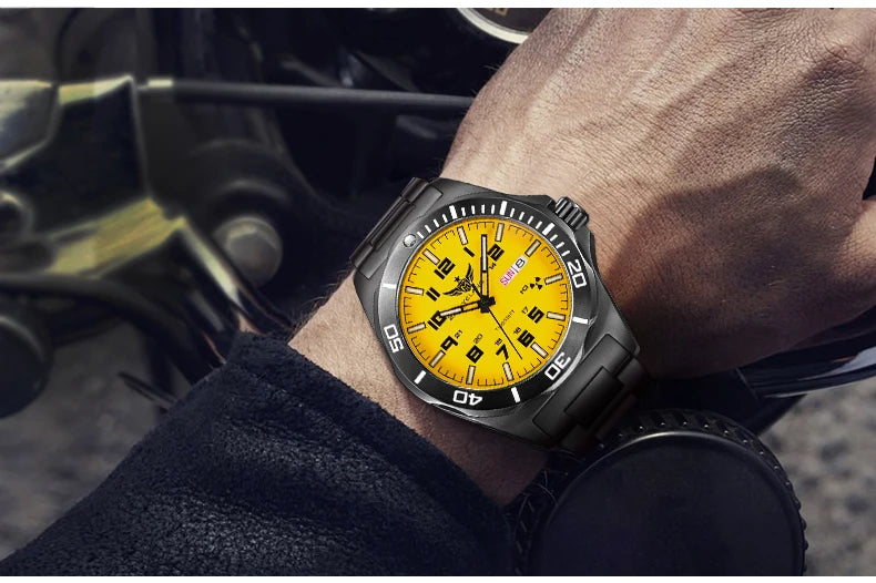 Yelang V1019 44MM Men's Mechanical Automatic Watch NH36 Movement 300M Waterproof Sapphire Lens 10BAR Deep Diving Stainless Steel Watch