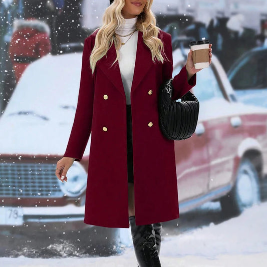 Women's Coats Winter Decent Korean Off White Knot Long Sleeve Lapel Regular Workwear Coats