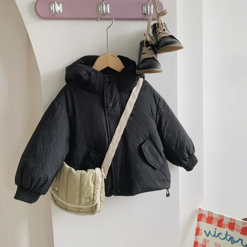 Children's Down Jacket Winter New Kid's Clothing Korean Version Boys Loose Solid Colour Thick Coat Girls Warm Outwear 2-7Y Unisex