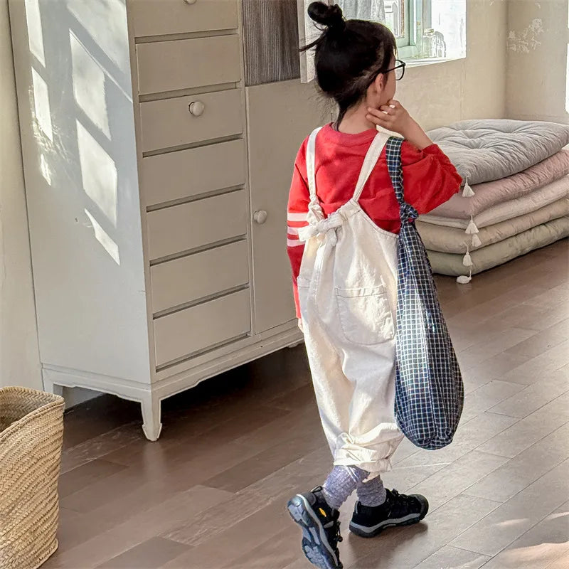 2025 Lente Nieuwe Kinderen Losse Overalls Katoen Baby Meisjes Jongens Cartoon Print Wijde Pijpen Broek Jongens Band Broek Kinderen Casual Broek 4-6Y Unisex