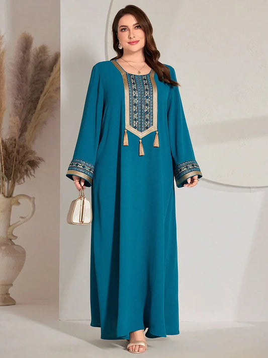 Women's Luxury Elegant V-Neck Mesh Party Evening Maxi Dresses Summer Plus Size Printed Lantern Sleeves Long Dress