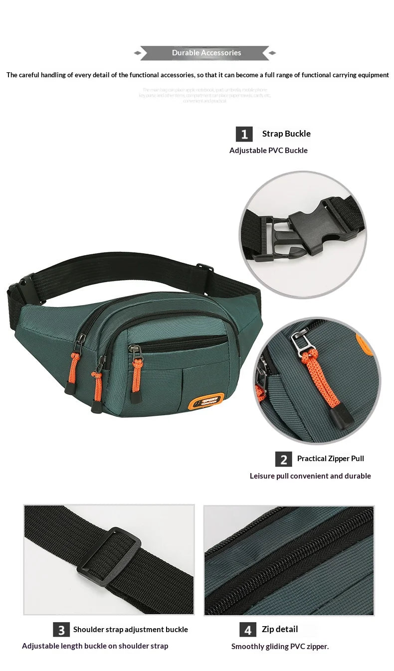 HOMEFISH Waterproof Waist Bag – Large Capacity Unisex Fanny Pack for Travel, Work, Construction & Outdoor Use